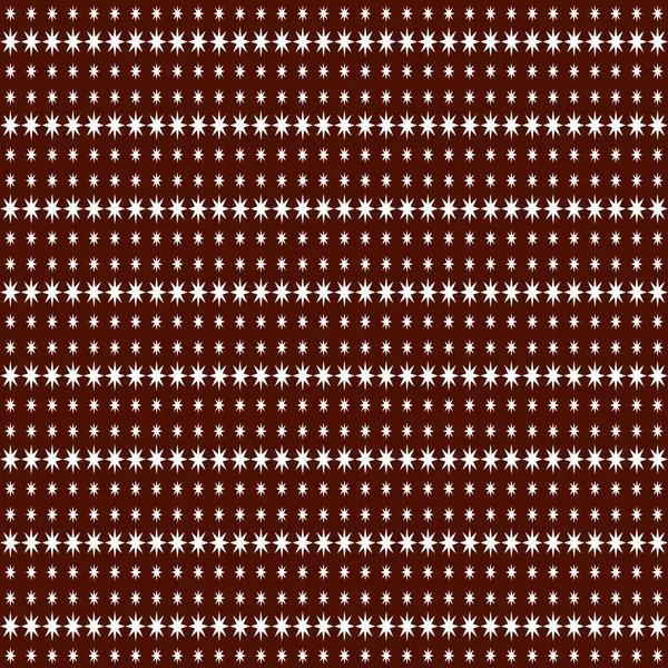 Derin bir kestane rengi arka plan üzerinde yatay sırada dizilmiş beyaz yıldız patlaması şekilleri içeren kusursuz bir desen. Basit ama zarif tasarım, tekstil, tatil temalı projeler ya da klasik esinlenilmiş grafikler için ideal, şenlikli ve dekoratif bir his getiriyor.