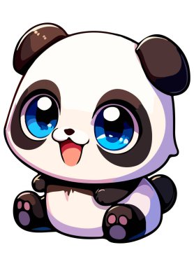 Şirin anime panda, illüstrasyon, vektör görüntü