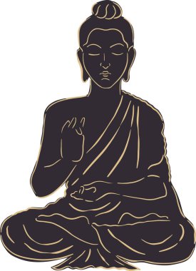 Buda 'nın minimalist bir çizgi çizimi. Yumuşak hatları ve dingin ifadesiyle meditasyon poziyonunda. Ruhani, zen veya farkındalık temalı tasarımlar için mükemmel..