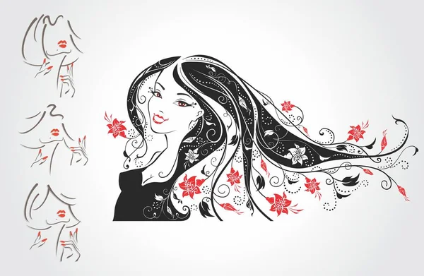 Women and Girls Beauty, Face Sketch vector illustration