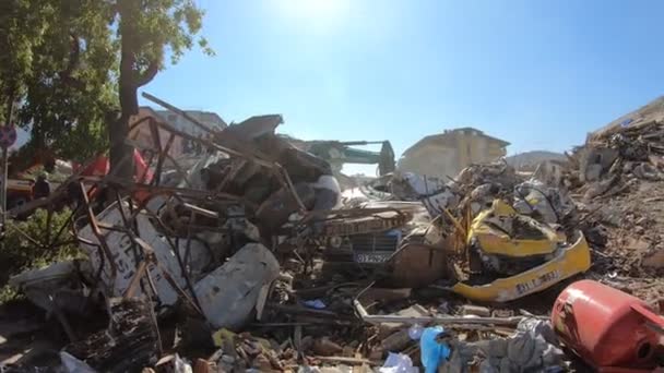 Antakya Carpenter Osman Street Looks All Buildings Smash Excavator Zeytunlu — Stock video