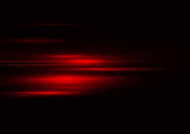 Siyah arkaplan vektörü illüstrasyonunda soyut kırmızı hız neon ışık efekti