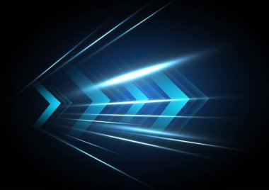 Siyah arkaplan vektörü illüstrasyonunda soyut mavi hız neon ışık efekti