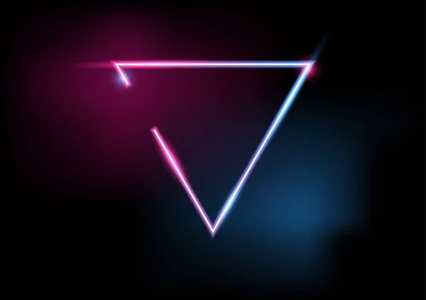 Abstrait Géométrique Triangle Cadre Bordure Lumière Néon Effet Vectoriel Illustration — Image vectorielle