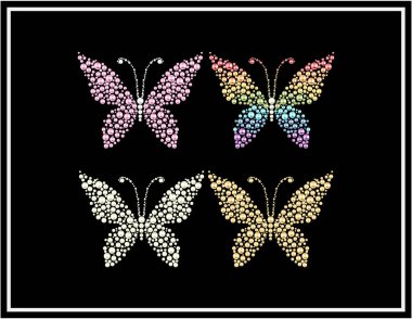 Butterfly vector made with pearl and diamond rhinestone