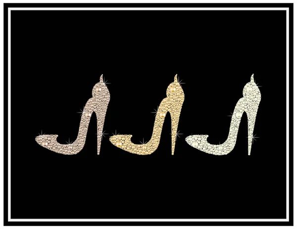 Shoe vector made with pearl and diamond rhinestone