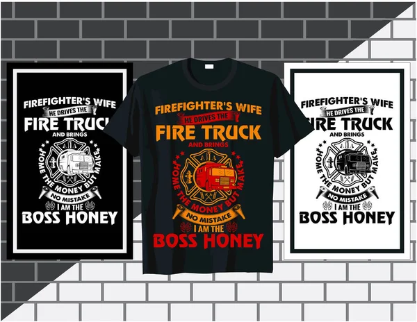 Firefighter typography t-shirt print design template with a set of vintage typography