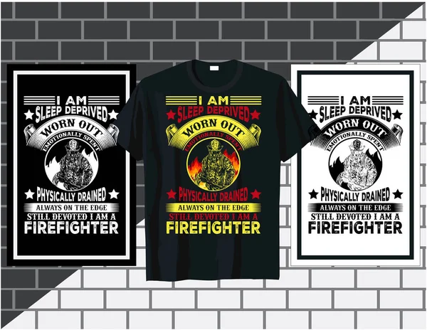 Firefighter typography t-shirt print design template with a set of vintage typography