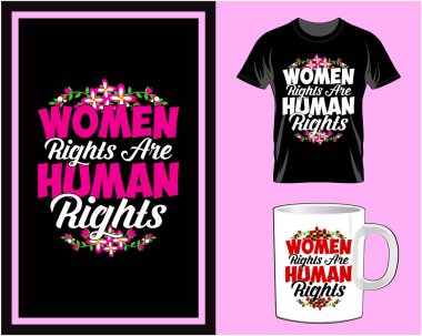 Kadınlar Günü, tipografi tişörtü ve kupa tasarım vektör illüstrasyonundan alıntılar yapıyor.