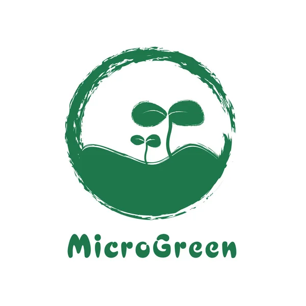 Mikro Yeşil Vektör Logosu Sağlıklı Organik Gıda Sembolü Tasarımı — Stok Vektör
