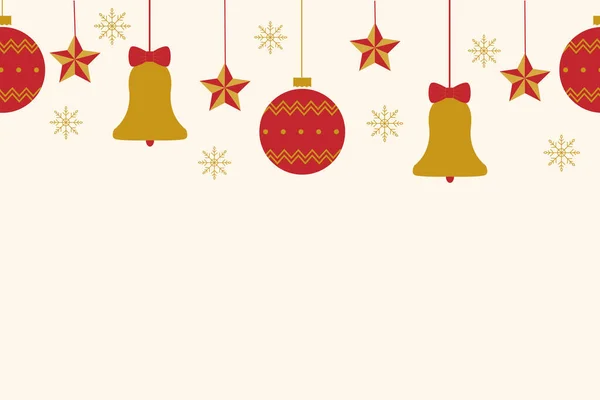 圣诞无缝卡片 新年的舞会 钟声和星光点缀在淡淡的背景上 矢量说明 — 图库矢量图片