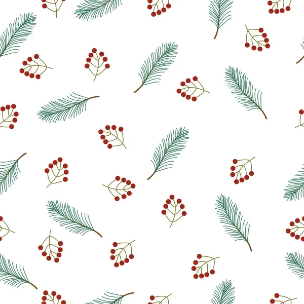 Χριστουγεννιάτικο Φόντο Κλαδιά Χριστουγεννιάτικων Δέντρων Και Μούρα Διανυσματική Απεικόνιση Πρότυπα — Διανυσματικό Αρχείο