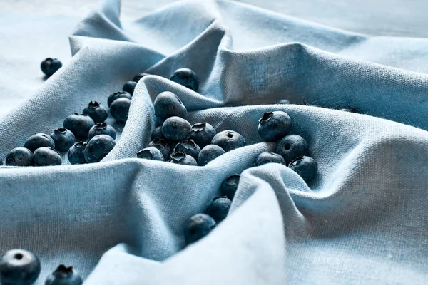 Fresh Organic Blueberries Juicy Ripe Bilberry Blue Cloth Antioxidant Healthy — Stock Fotó