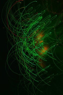 Kırmızı ve yeşil ışık yollarının soyut uzun pozlama fotoğrafçılığı