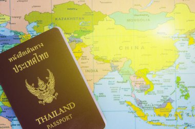 Tayland pasaportu Asya haritasında yer alıyor