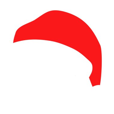 Noel Baba şapkası. Çizgi film düz stili. Kırmızı renkli.