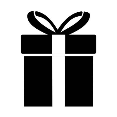 Noel hediyesi. Hediye kutusu. Siyah simge.