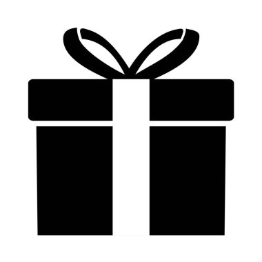 Noel hediyesi. Hediye kutusu. Siyah simge.