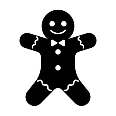 Zencefilli çörek ikonu. Noel kurabiyeleri. Siyah simge.