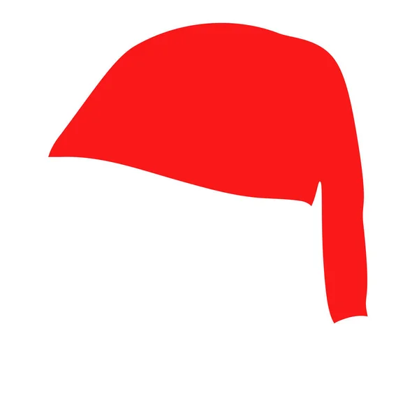 Noel Baba Şapkası Çizgi Film Düz Stili Kırmızı Renkli — Stok Vektör