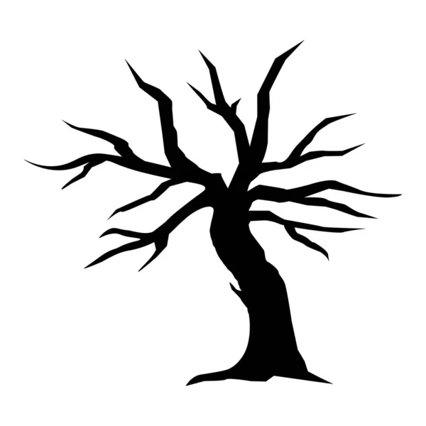 Sylwetka Drzewa Ikona Drzewa Dekoracja Halloween — Wektor stockowy
