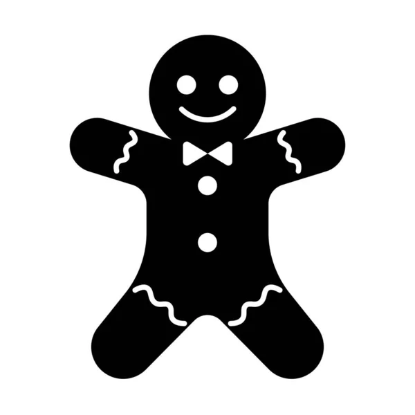ジンジャーブレッドのアイコン クリスマスクッキー 黒のアイコン — ストックベクタ
