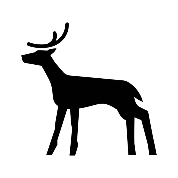 Hirsch Symbol Weihnachtsdekor Schwarze Ikone — Stockvektor