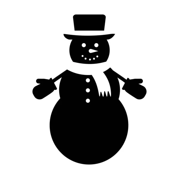 スノーマンのアイコン ブラックアイコン クリスマスの装飾 — ストックベクタ
