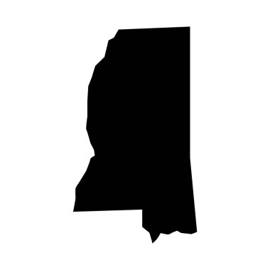 Mississippi haritası. Mississippi silueti. Harita simgesi