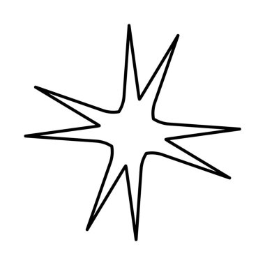 Simgeyi parlat. Doğrusal stil. Parıldayan yıldız. Element dekorasyonu