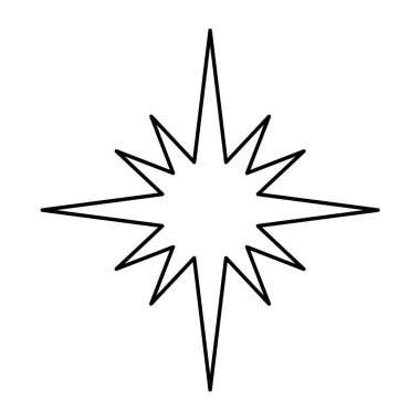 Simgeyi parlat. Doğrusal stil. Parıldayan yıldız. Element dekorasyonu