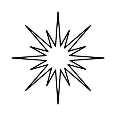 Simgeyi parlat. Doğrusal stil. Parıldayan yıldız. Element dekorasyonu