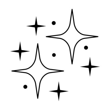 Simgeyi parlat. Doğrusal stil. Parıldayan yıldız. Element dekorasyonu