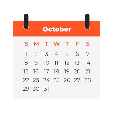 Ekim 2023. Takvim simgesi. Düz biçim