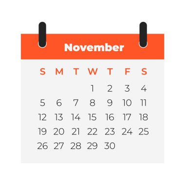 Kasım takvimi 2023. Takvim simgesi. Düz biçim
