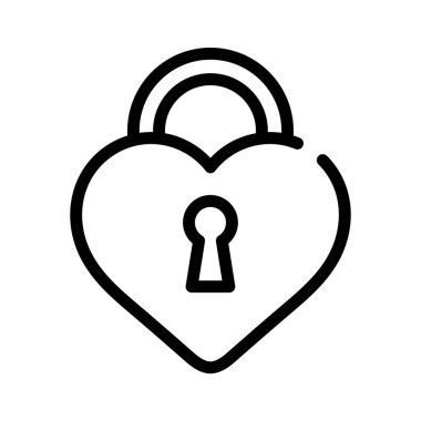 Kalp kilidi doğrusal simgesi. Romantik dekorasyon