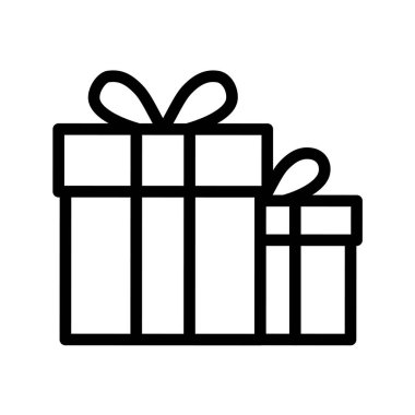 Hediye kutusu doğrusal simgesi. Mevcut dekorasyon