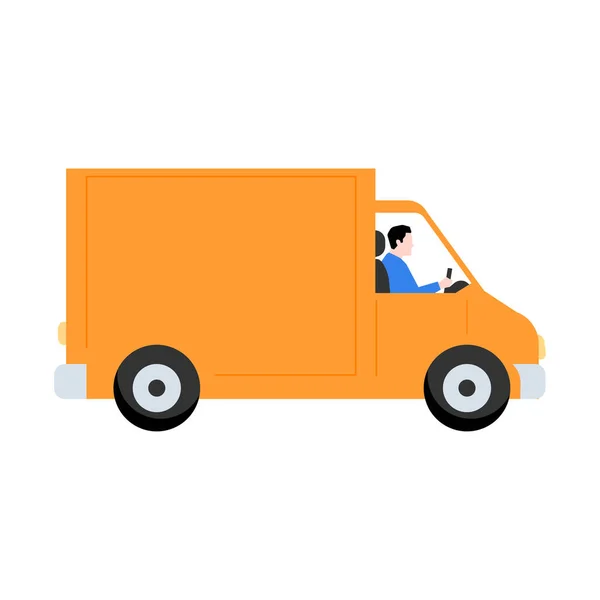 Chauffeur Livraison Dans Bus Cargo Icône Livraison — Image vectorielle