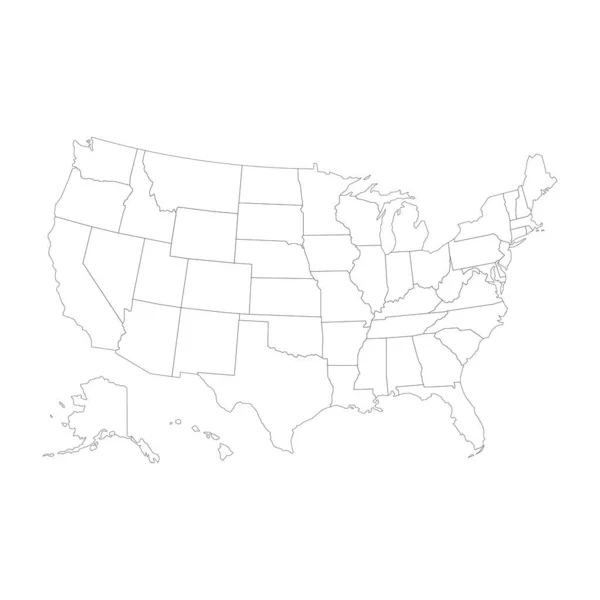 アメリカ地図だ アメリカ合衆国の線形スタイル 線形アイコン — ストックベクタ