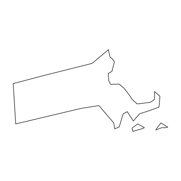 Carte Massachusetts Style Linéaire Massachusetts Icône Linéaire — Image vectorielle