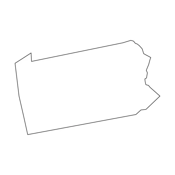 Pennsylvania Kaart Pennsylvania Lineaire Stijl Lineair Pictogram — Stockvector