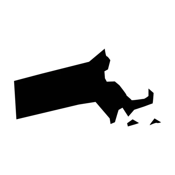 Massachusetts Karta Massachusetts Siluett Karta Ikon — Stock vektor