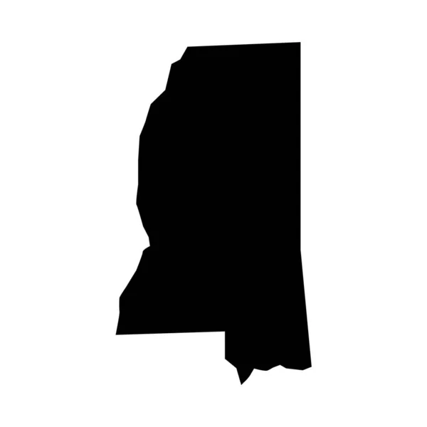 Mapa Mississippi Sylwetka Mississippi Ikona Mapy — Wektor stockowy