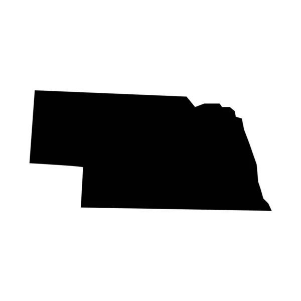 Kaart Van Nebraska Nebraska Silhouet Kaart Pictogram — Stockvector