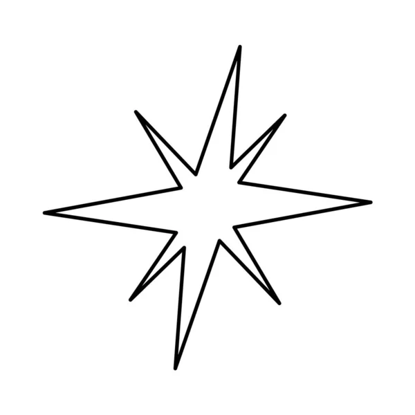 Simgeyi Parlat Doğrusal Stil Parıldayan Yıldız Element Dekorasyonu — Stok Vektör
