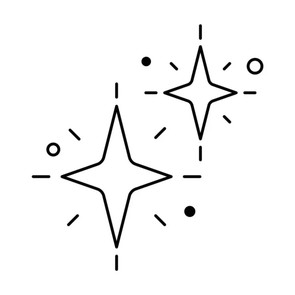 Ragyogó Ikon Lineáris Stílus Csillogó Csillag Elem Dekoráció — Stock Vector