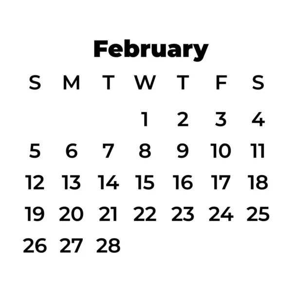 Calendário Fevereiro 2023 Ícone Calendário Estilo Clássico —  Vetores de Stock