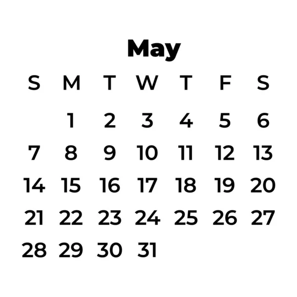Calendário Maio 2023 Ícone Calendário Estilo Clássico —  Vetores de Stock