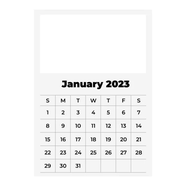 Calendario Gennaio 2023 Icona Del Calendario Telaio — Vettoriale Stock