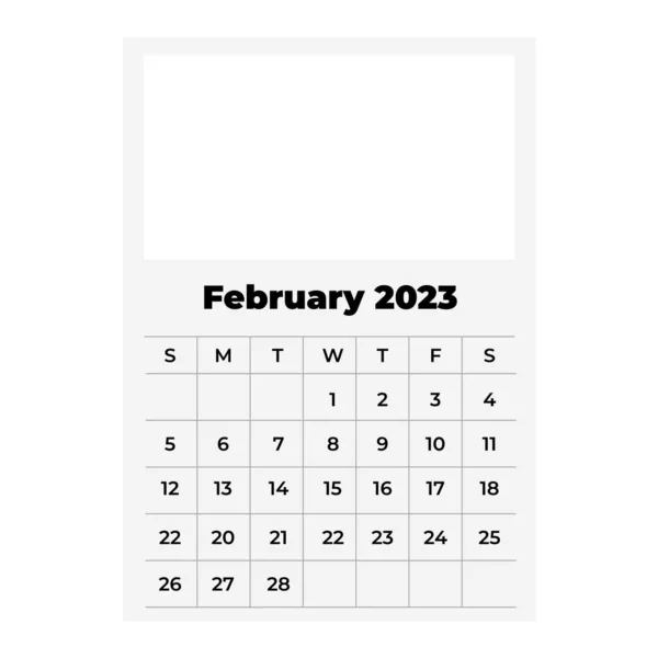 Ημερολόγιο Φεβρουαρίου 2023 Εικόνα Ημερολογίου Πλαίσιο — Διανυσματικό Αρχείο